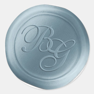 Baby Blue Calligraphy Monogram Wax Seal Stickers