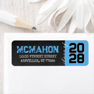 Baby Blue Chalkboard Graduation Return Address