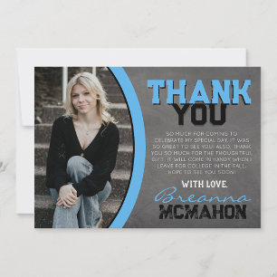 Baby Blue Chalkboard Graduation Thank You Card