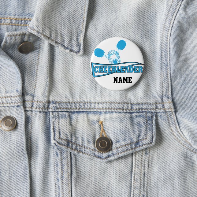 Baby Blue Cheerleader | Personalize 6 Cm Round Badge (In Situ)