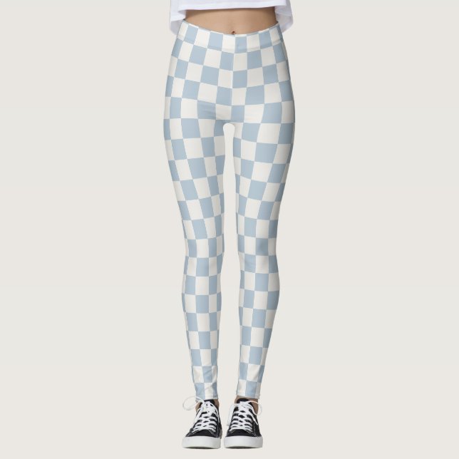 Baby Blue Chequerboard Leggings - Soft & Stylish (Front)