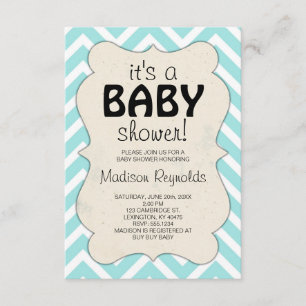 Baby Blue Chevron Baby Shower Invitation