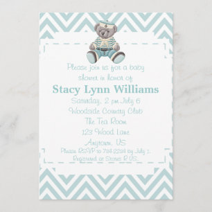 Baby Blue Chevron Baby Shower Invitation