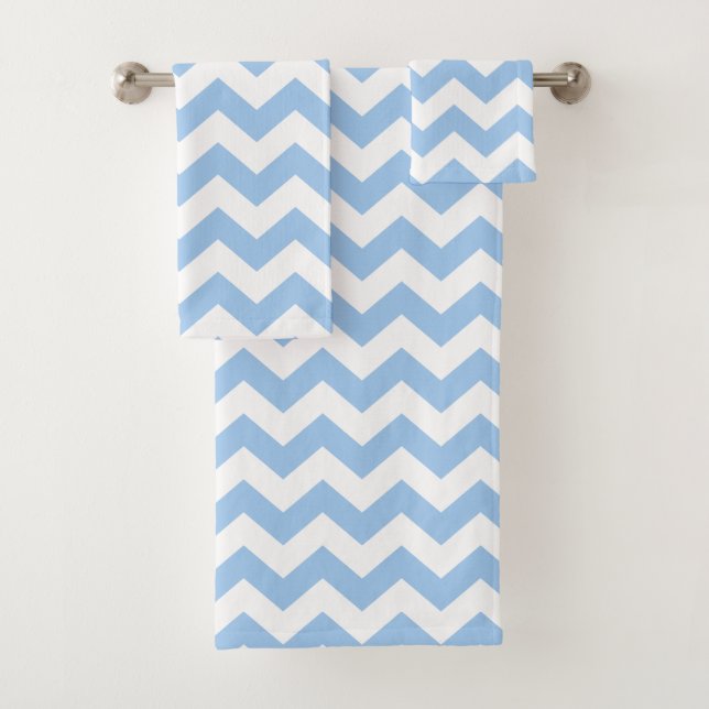 Baby blue Chevron Bath Towel Set (Insitu)