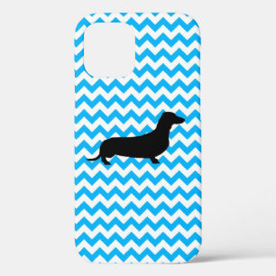 Baby Blue Chevron With Dachshund Case-Mate iPhone iPhone 12 Case