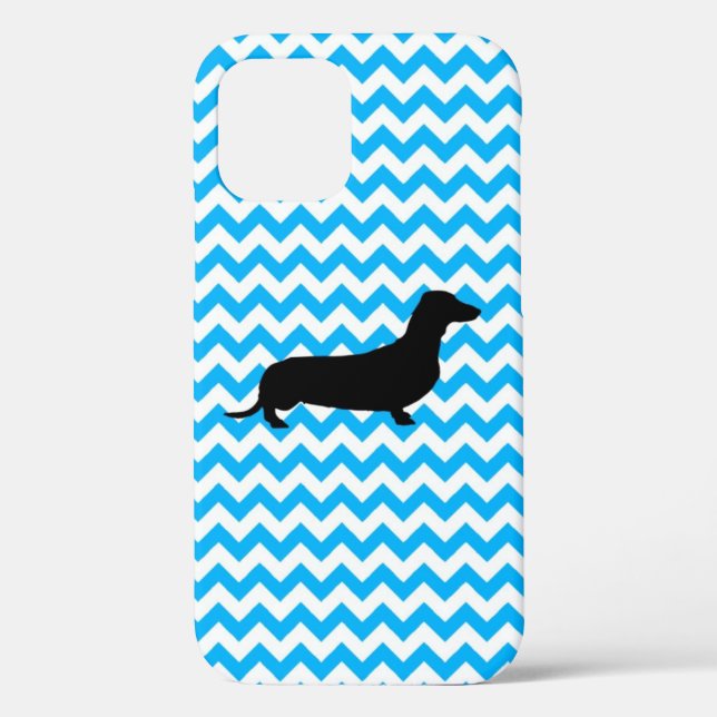 Baby Blue Chevron With Dachshund Case-Mate iPhone  Case-Mate iPhone Case (Back)