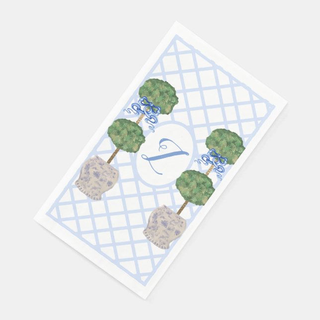 Baby Blue Chinoiserie Ginger Jar Jars Topiary Napkin (Corner)