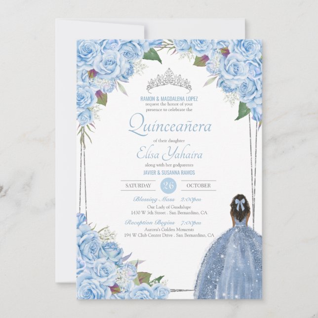 Baby Blue Cinderella Quinceanera Princess Birthday Invitation (Front)