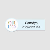 Baby Blue Circle Nametag Company Logo Round Shaped