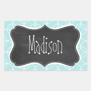 Baby Blue Circles; Vintage Chalkboard Rectangular Sticker