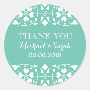 Baby Blue Classic Victorian Thank You Sticker