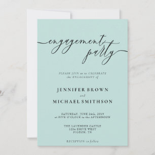 Baby Blue Clean Modern wedding Engagement Party Invitation