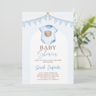 Baby Blue clothes Baby Shower Boy Invitation