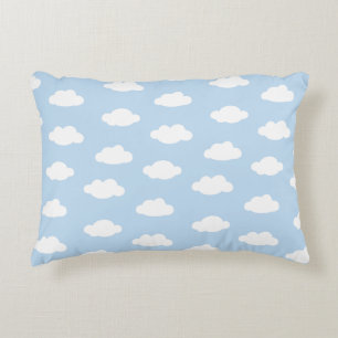 Baby blue cloudy sky pattern decorative cushion