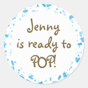 Baby Blue Confetti Baby Shower Favour Classic Round Sticker