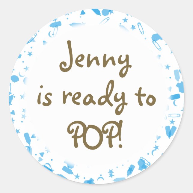 Baby Blue Confetti Baby Shower Favour Classic Round Sticker (Front)