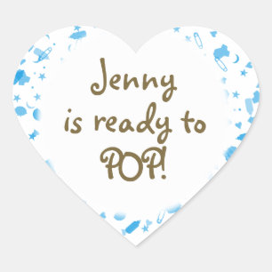 Baby Blue Confetti Baby Shower Favour Heart Sticker