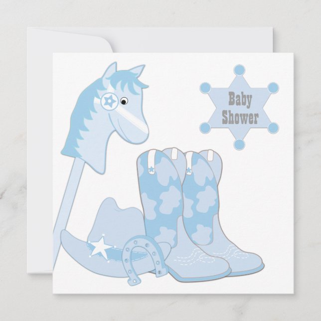 Baby Blue Cowboy Baby Shower Invitation (Front)
