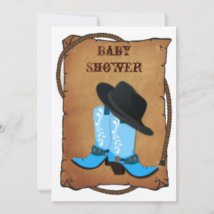 baby blue cowboy boots western mummy baby shower invitation