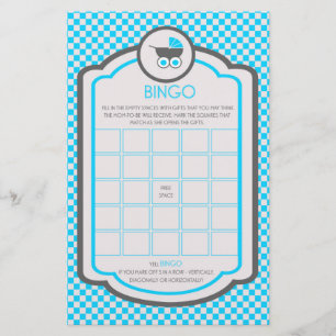 Baby Blue Cradle Baby Shower Bingo Game Flyer