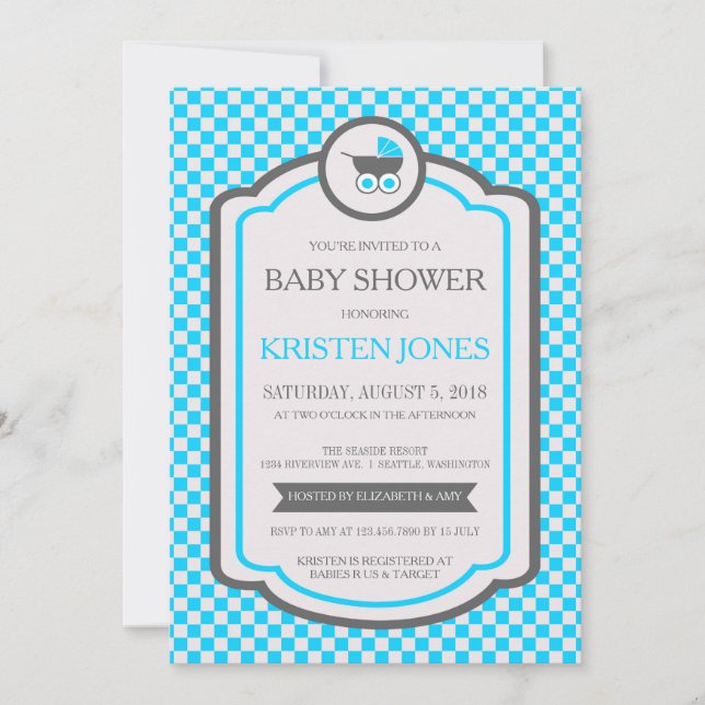 Baby Blue Cradle Baby Shower Invitation (Front)