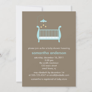 Baby Blue Crib Boy Baby Shower Invitation