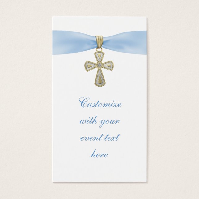 Baby Blue Cross Bomboniere Tags (Front)