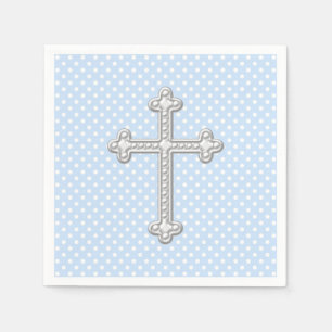 Baby Blue Cross Christening Napkin