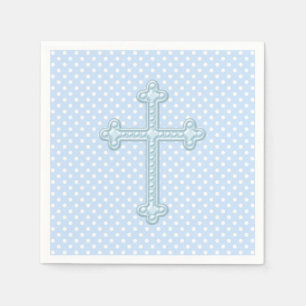 Baby Blue Cross Christening Napkin