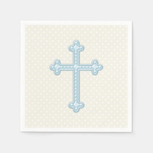 Baby Blue Cross Christening Napkin