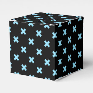Baby blue cross stitches on black favour box