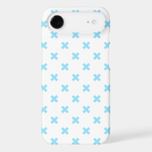 Baby blue cross stitches on white
