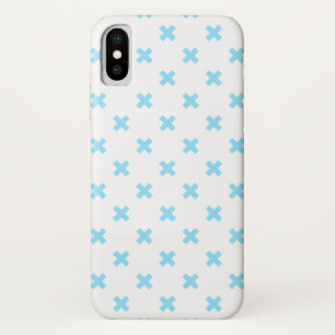 Baby blue cross stitches on white iPhone x case