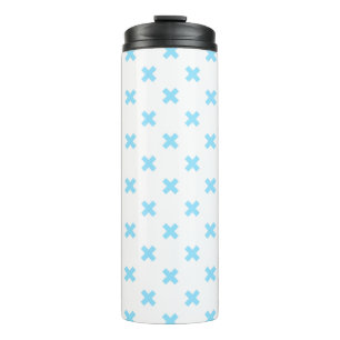 Baby blue cross stitches on white thermal tumbler