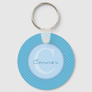 Baby Blue Custom Personal Monogram Key Ring