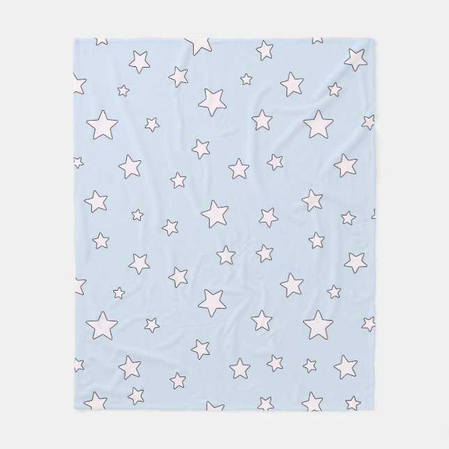 Baby Blue Cute Aesthetic Stars Pattern Fleece Blanket (Front)