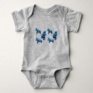 Baby Blue Dala Horse Body Suit Bodysuit