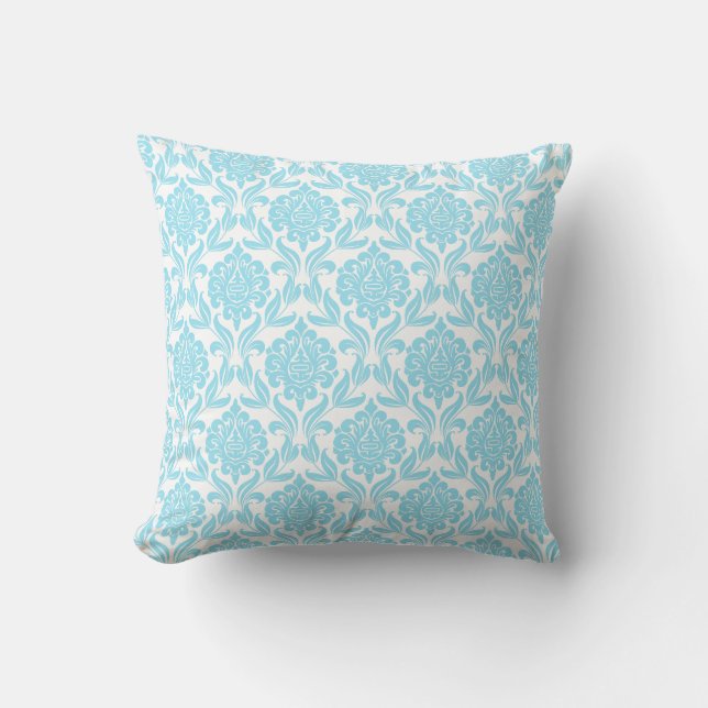 Baby Blue Damask Pattern Cushion (Front)