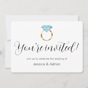 Baby Blue Diamond Ring Wedding  Invitation