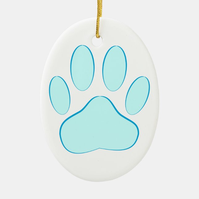 Baby Blue Dog Pawprint Ceramic Tree Decoration (Front)