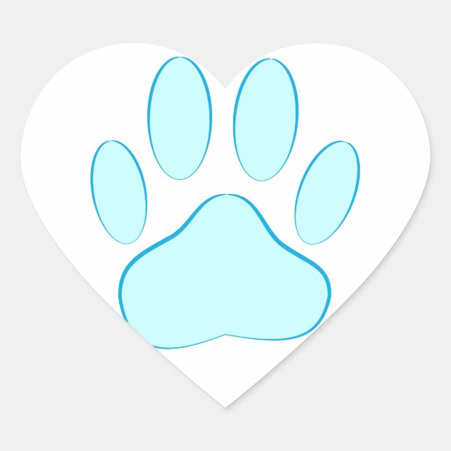 Baby Blue Dog Pawprint Heart Sticker (Front)