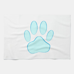 Baby Blue Dog Pawprint Tea Towel