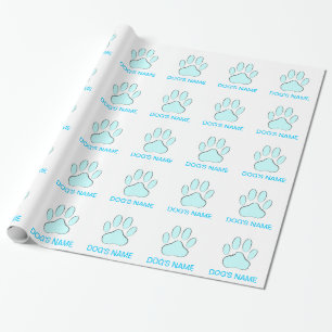 Baby Blue Dog's Pawprint Wrapping Paper