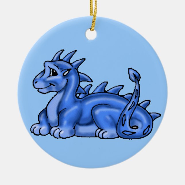 Baby Blue Dragon Ceramic Tree Decoration (Front)