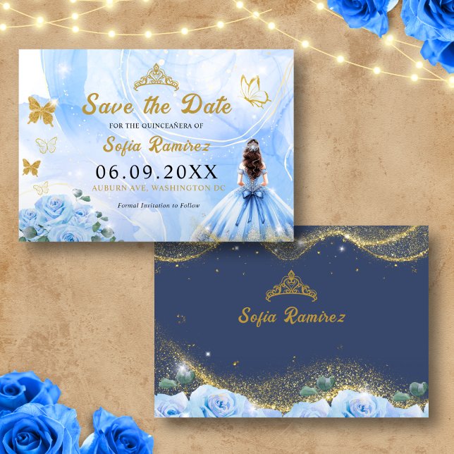 Baby Blue Dress Tiara Princess Quinceañera  Save The Date (Creator Uploaded)