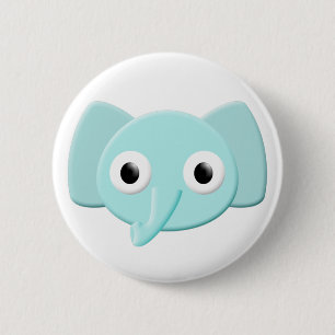 Baby Blue Elephant Drawing 6 Cm Round Badge