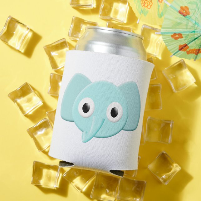 Baby Blue Elephant Drawing Can Cooler (In Situ Summer)