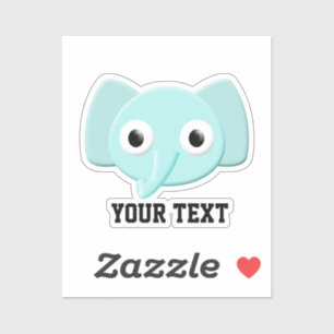 Baby Blue Elephant Drawing Custom Text