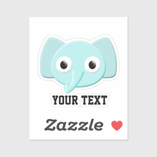 Baby Blue Elephant Drawing Custom Text (Sheet)