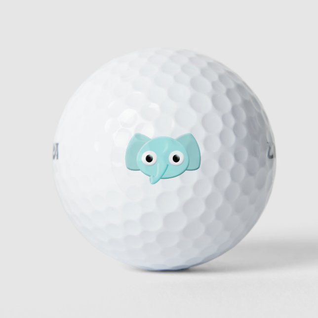 Baby Blue Elephant Drawing Golf Balls (Front)